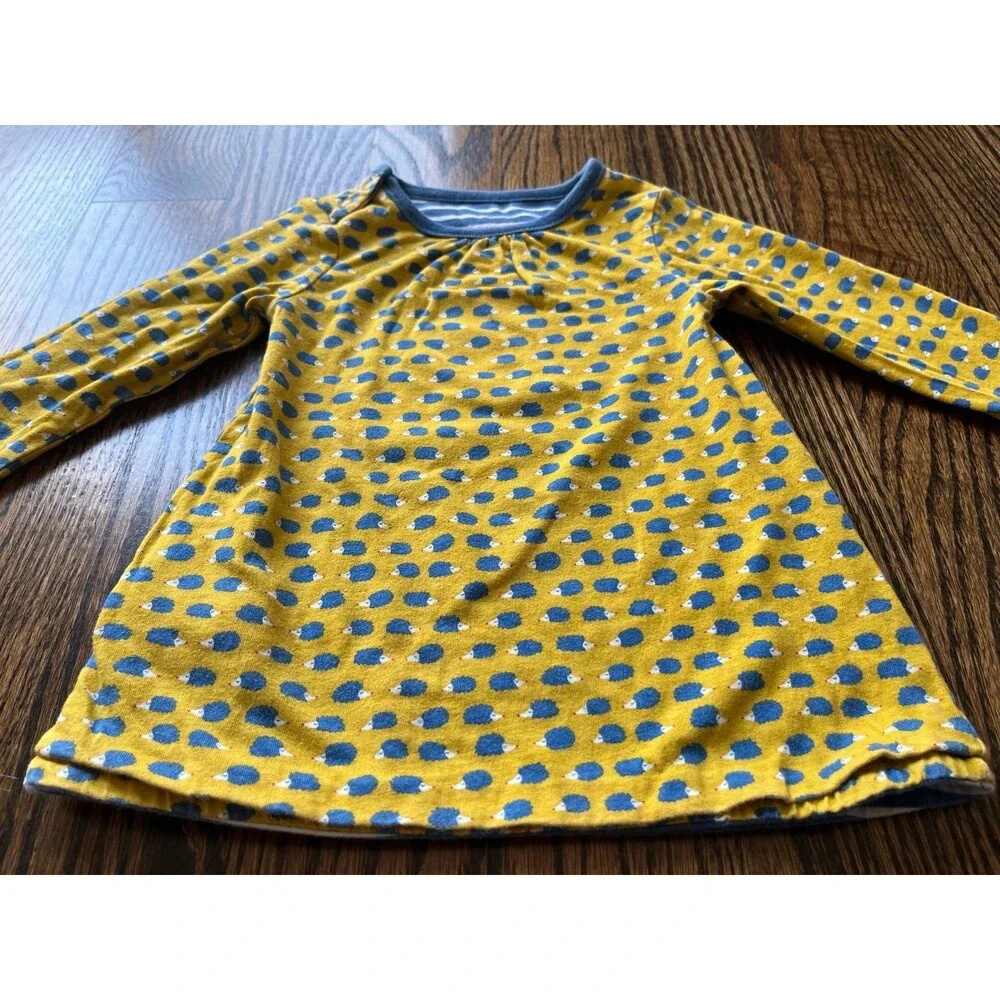 Baby Boden Baby Girls Long Sleeve Hedgehog Apple Reversible Dress (3-6M)